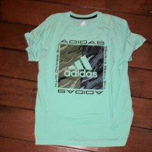 Adidas Green Short Sleeve Tee with Graphic Design
